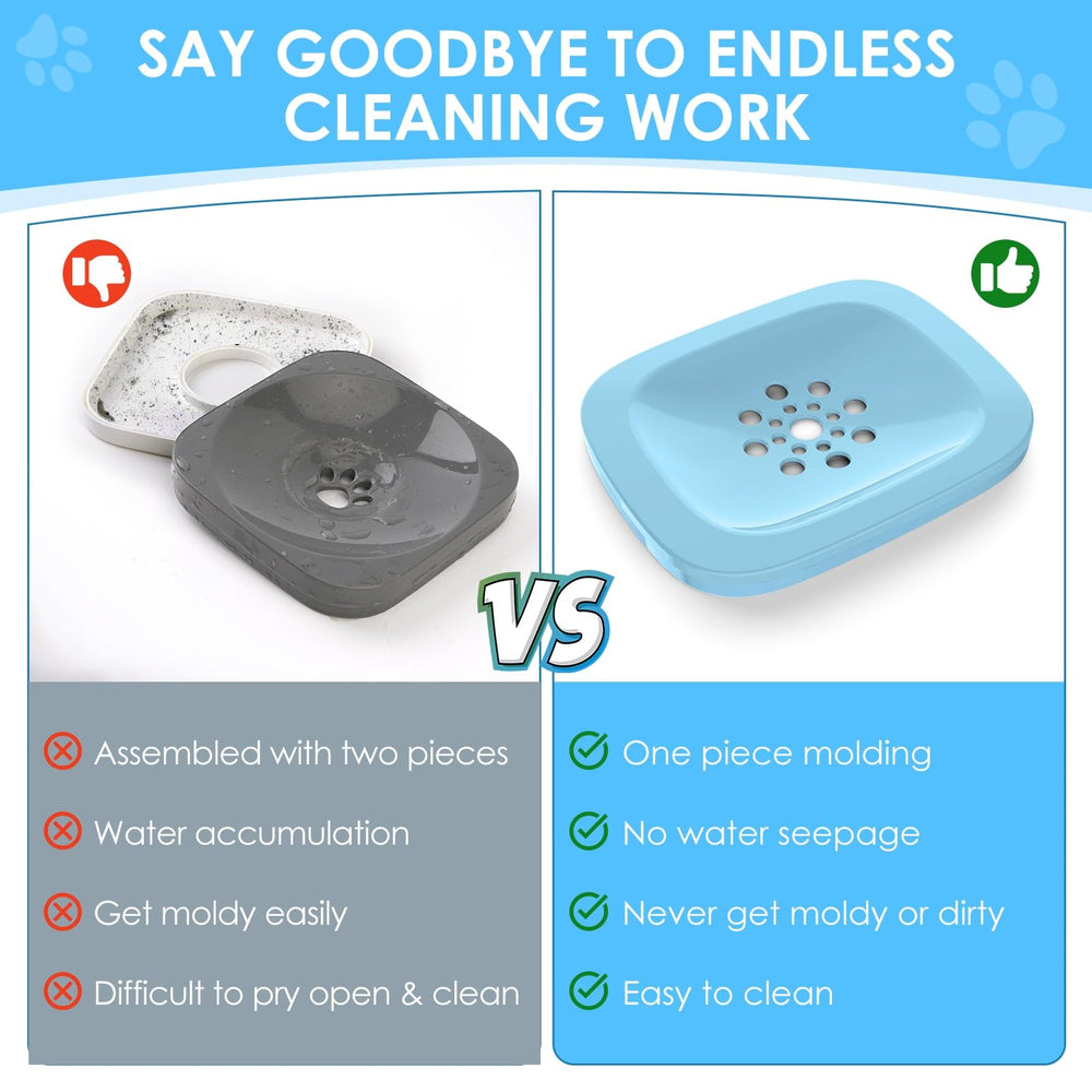 AONKEY dog water bowl floating disk close-up highlighting anti-seep design that reduces splashes.