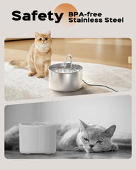 AOOGITF cat water fountain capacity 74oz shows long-lasting water supply for pets.