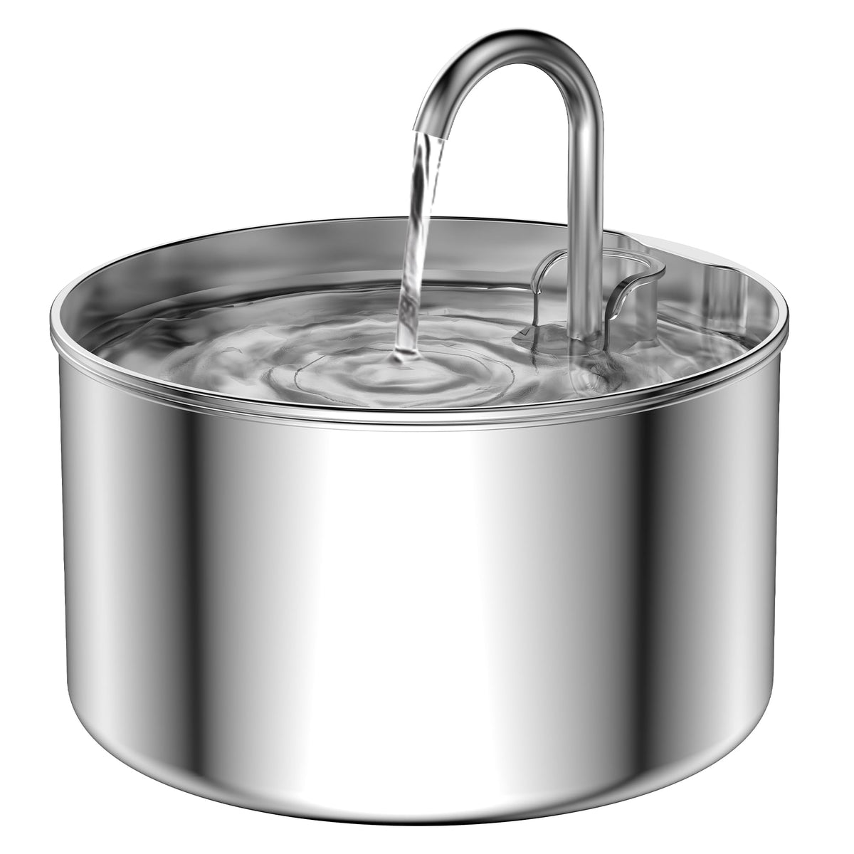 AOOGITF cat water fountain front view shows durable stainless steel design for safe drinking.