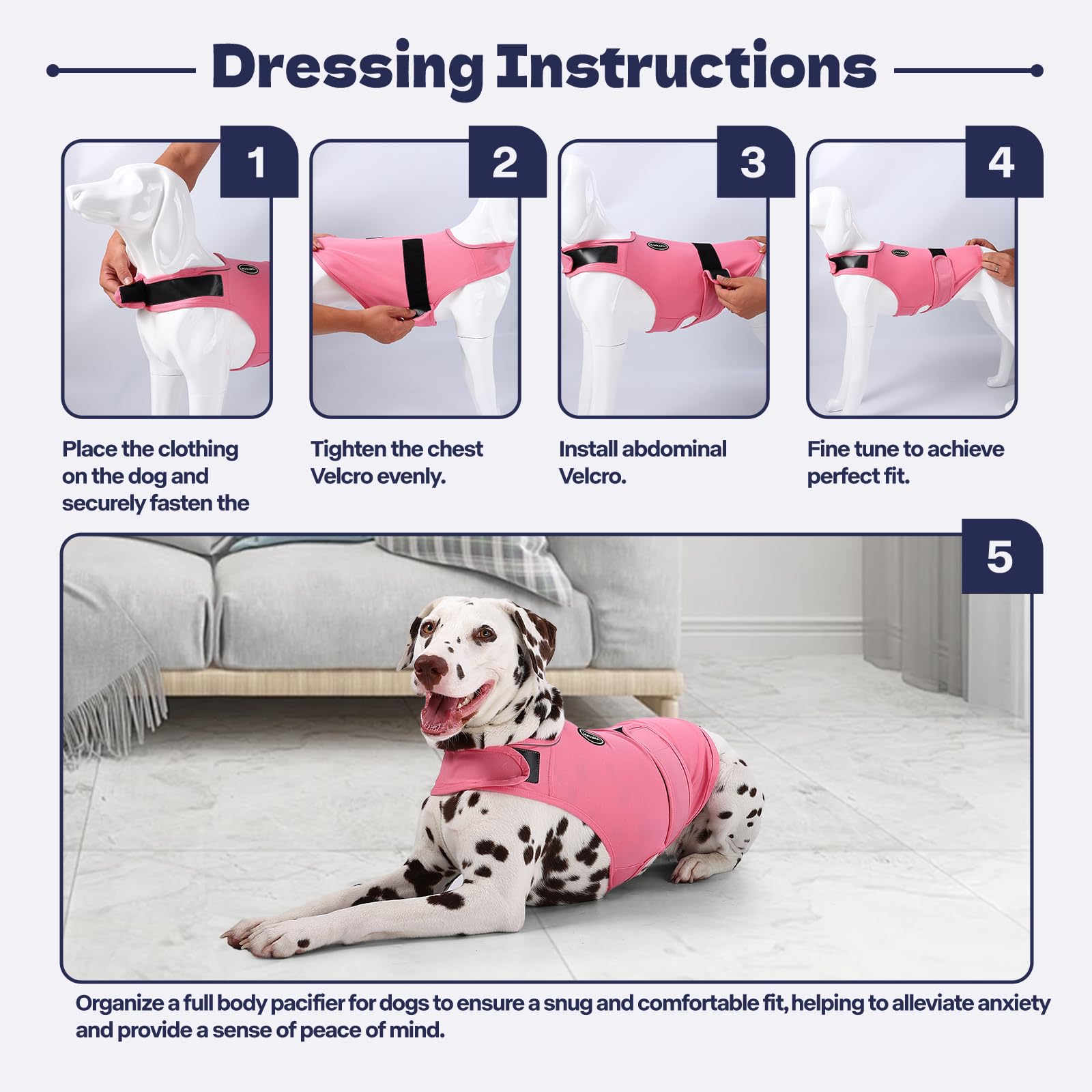 AOOLMOL dog anxiety vest back fabric highlighting breathable skin-friendly material.