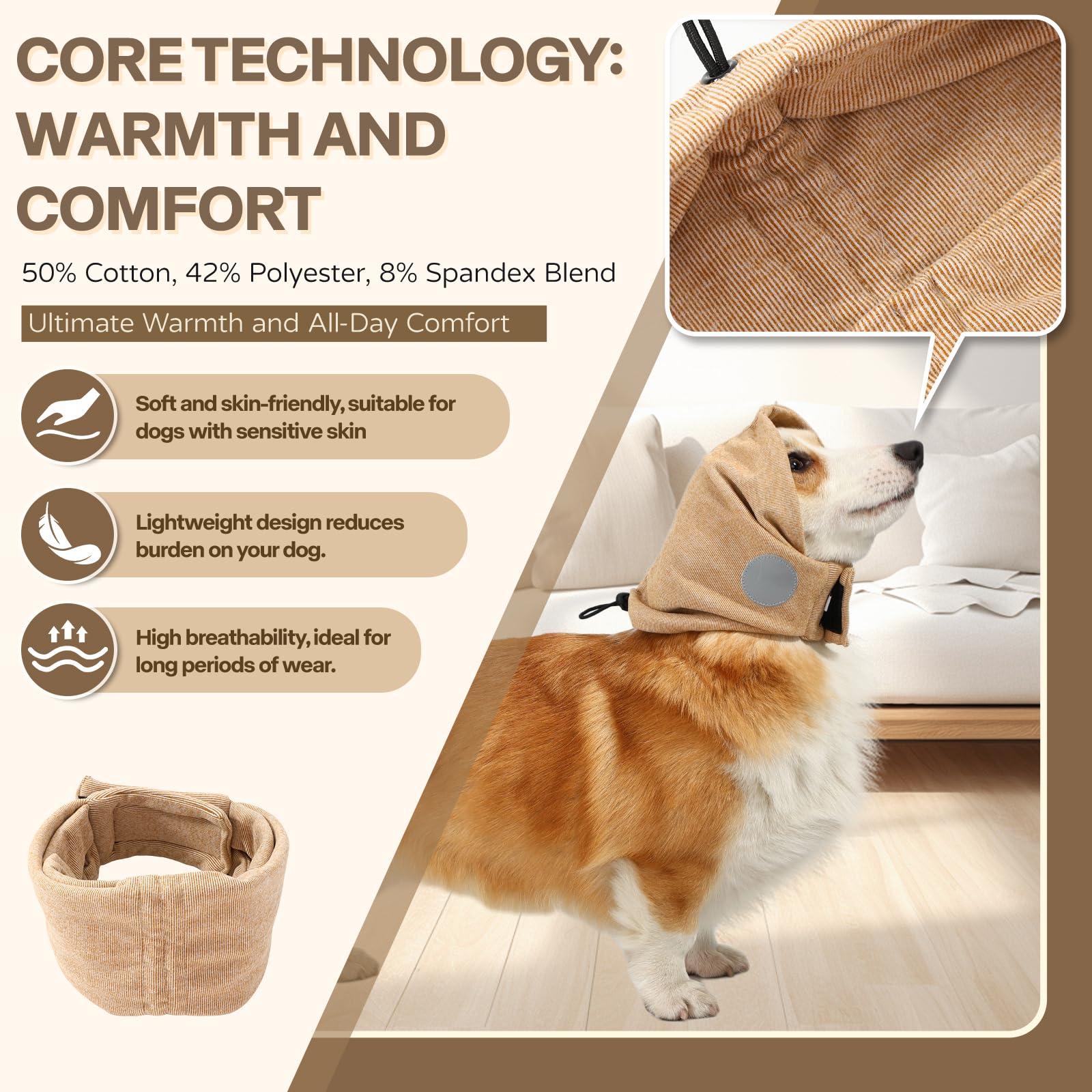 AOOLMOL dog headband warm ear cover for cold days