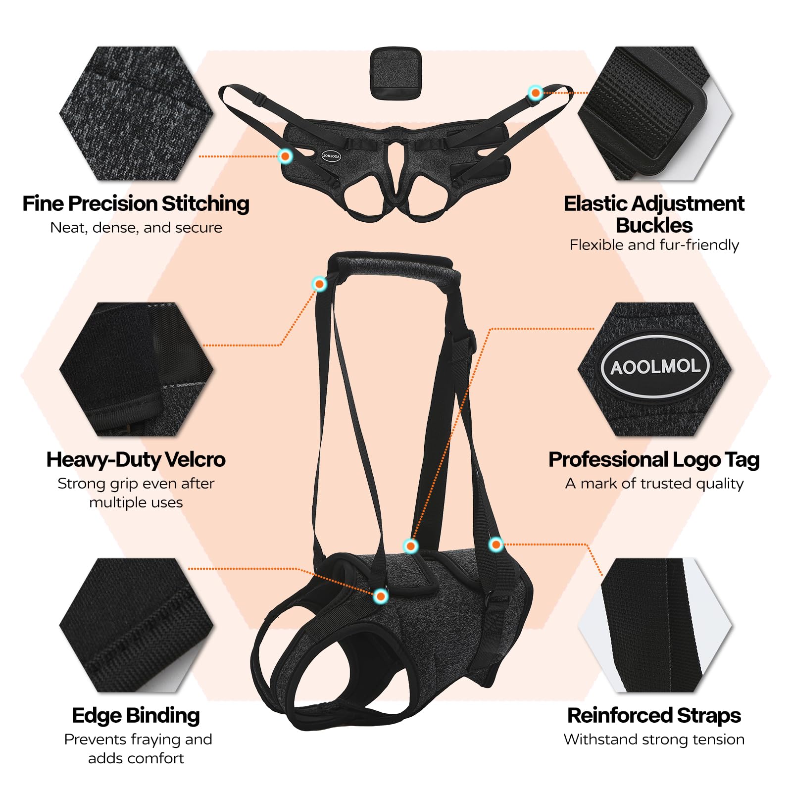 AOOLMOL dog sling adjustable straps offer flexible fit for different sizes
