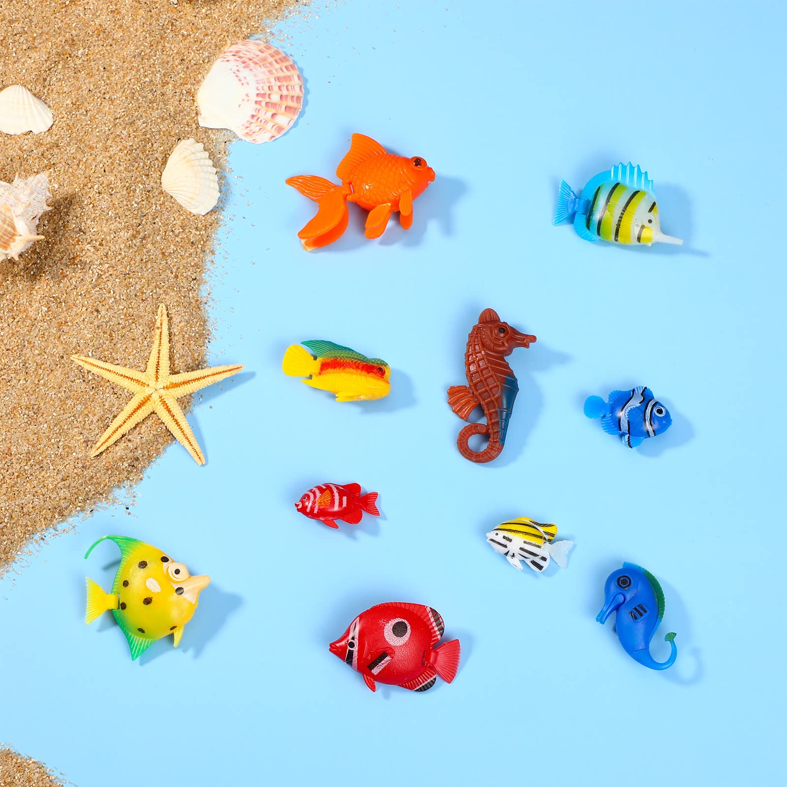 Aoriher floating fish set fits freshwater and saltwater tanks for versatile decorating.