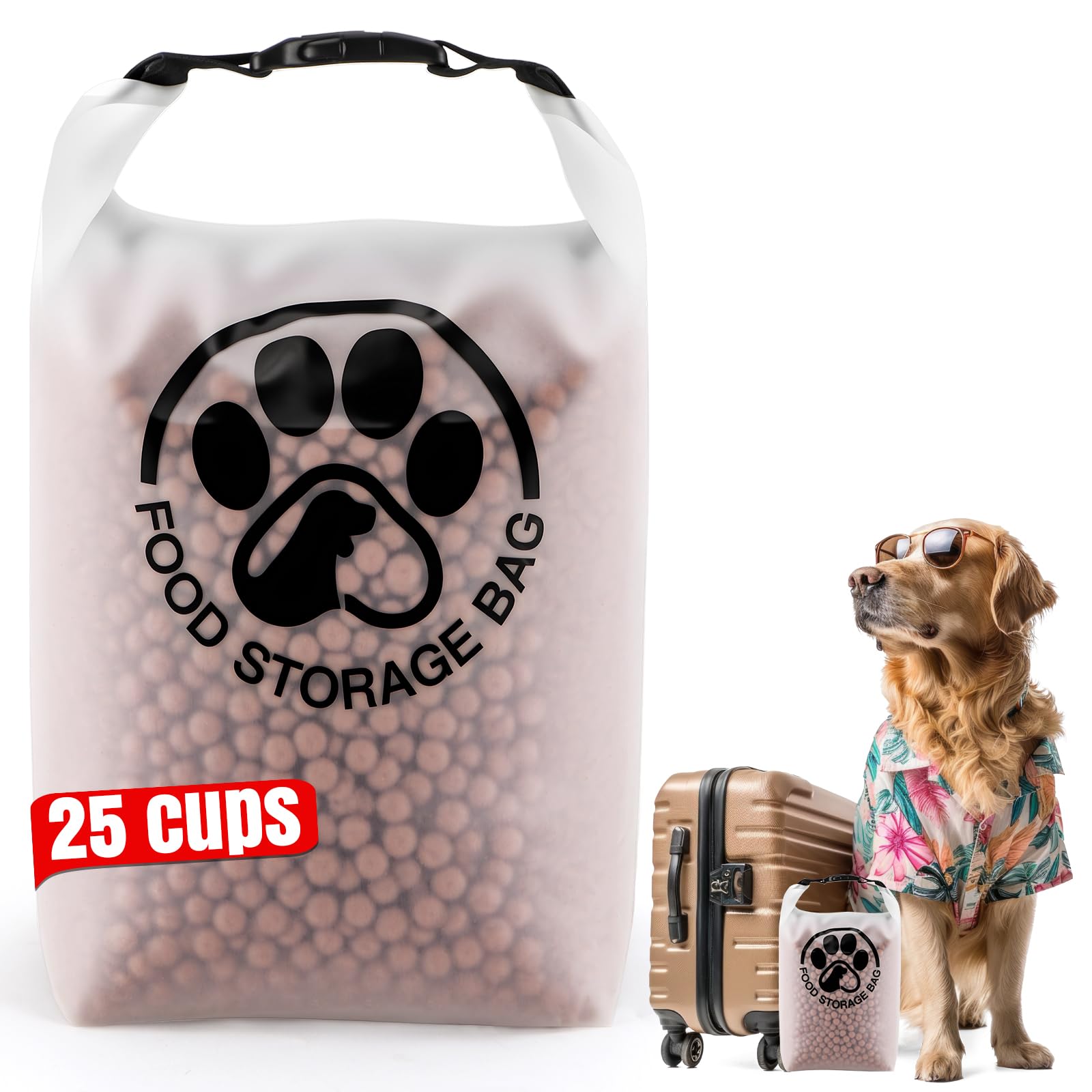 Aosnare 25-cup travel bag with roll-top closure keeps kibble fresh on trips
