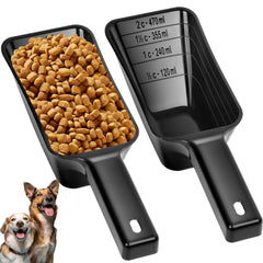 Aosnare 2Cup dog food scoop packaging highlights sturdy build for daily use.