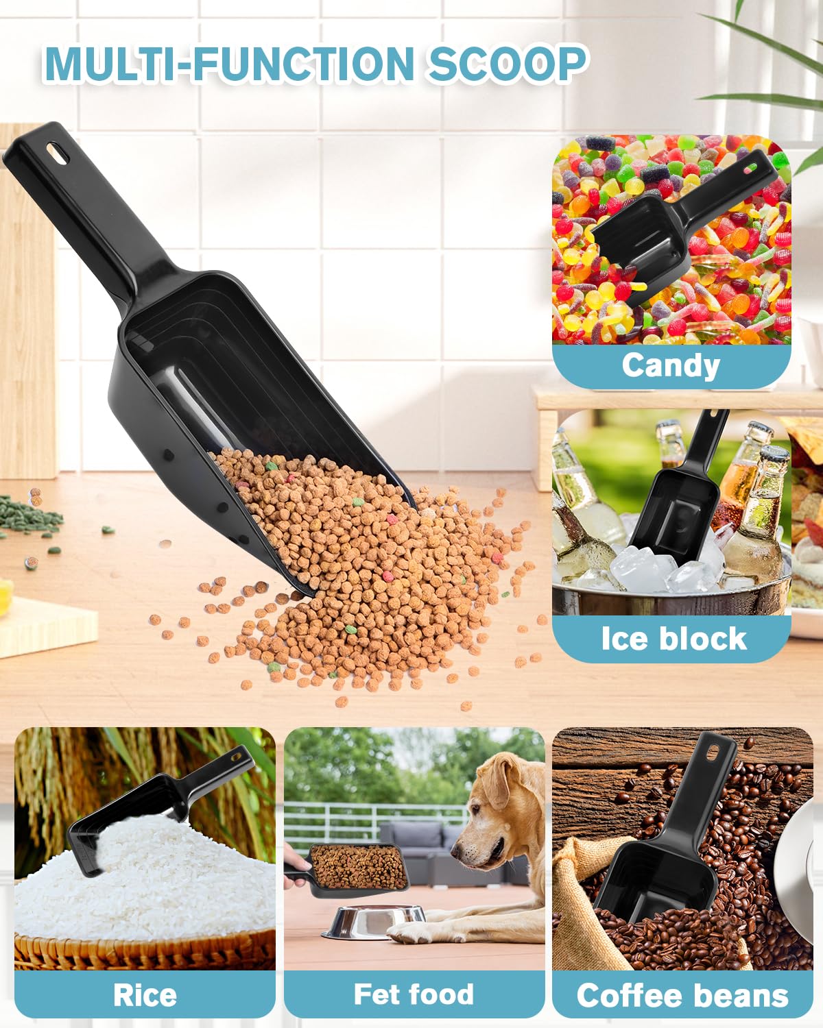 Aosnare 2Cup dog food scoop two-pack provides convenient, reusable portions.