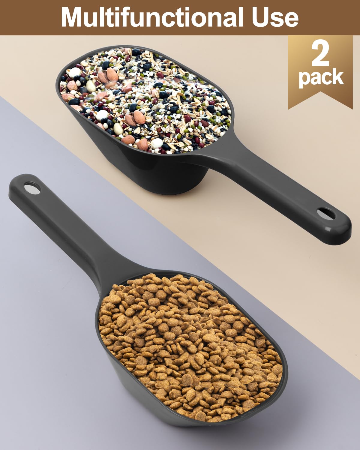 Aosnare dog food scoop with clear measuring lines for accurate portioning