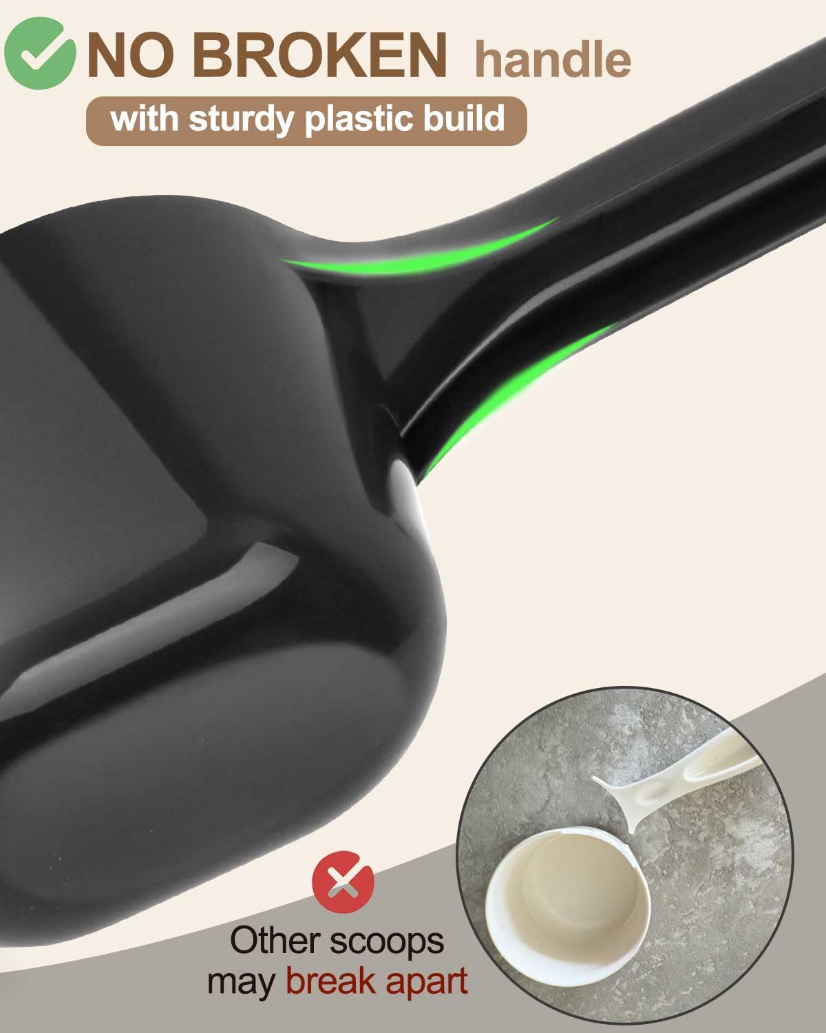 Aosnare scoop with hanging hole for convenient storage