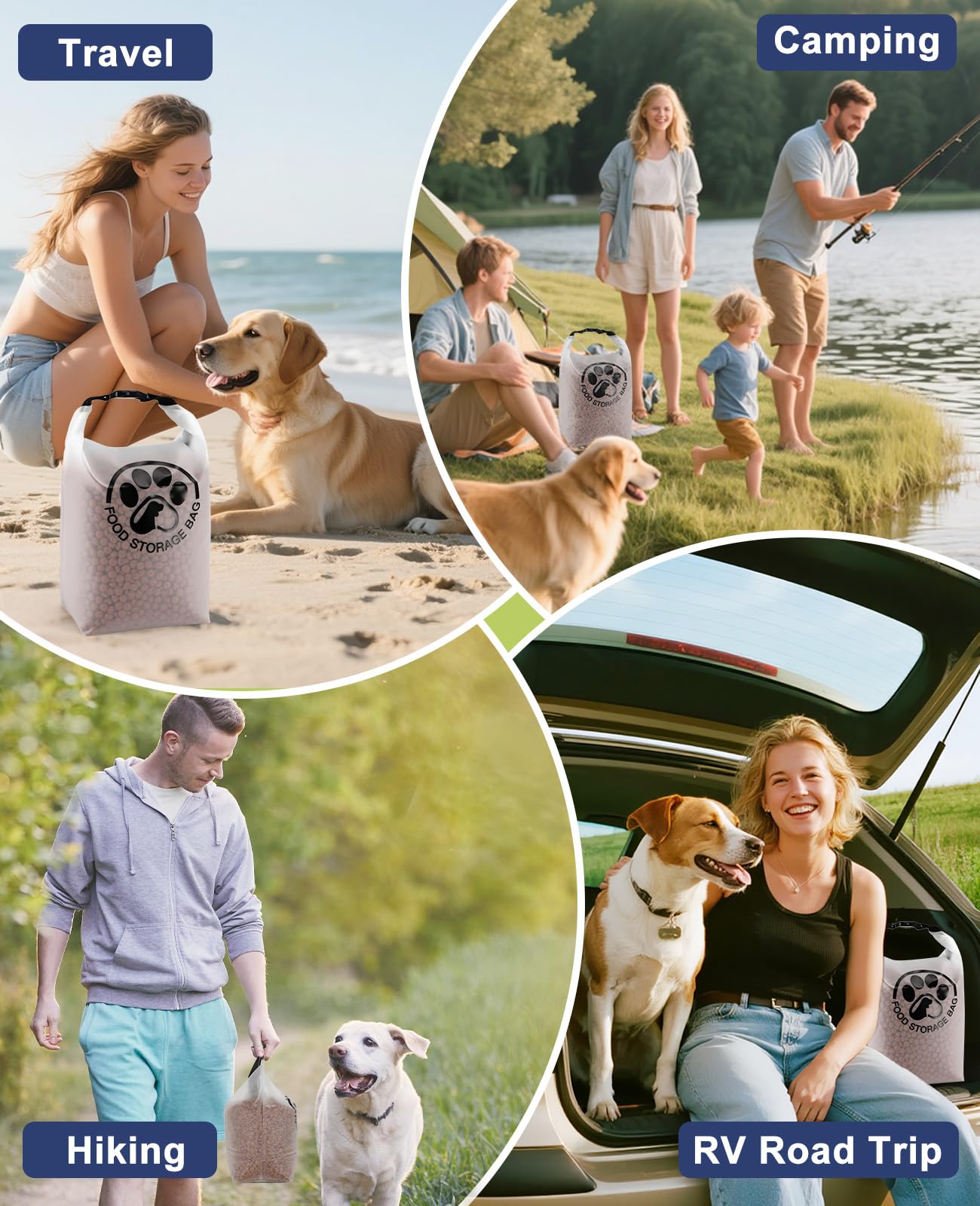 Aosnare outdoor dog food storage bag ready for camping and hikes.