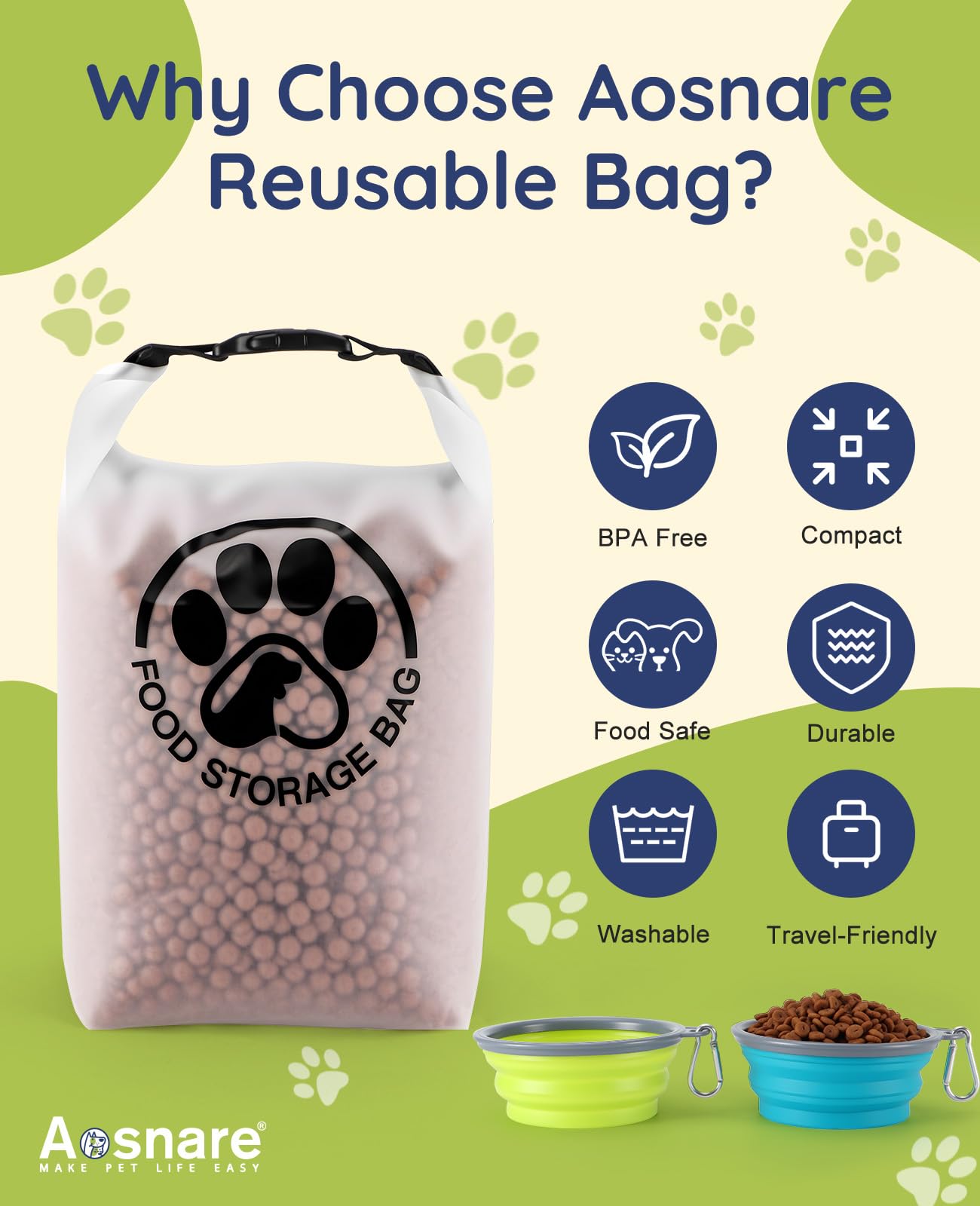 Aosnare bag made of transparent material for quick content checks on the go.