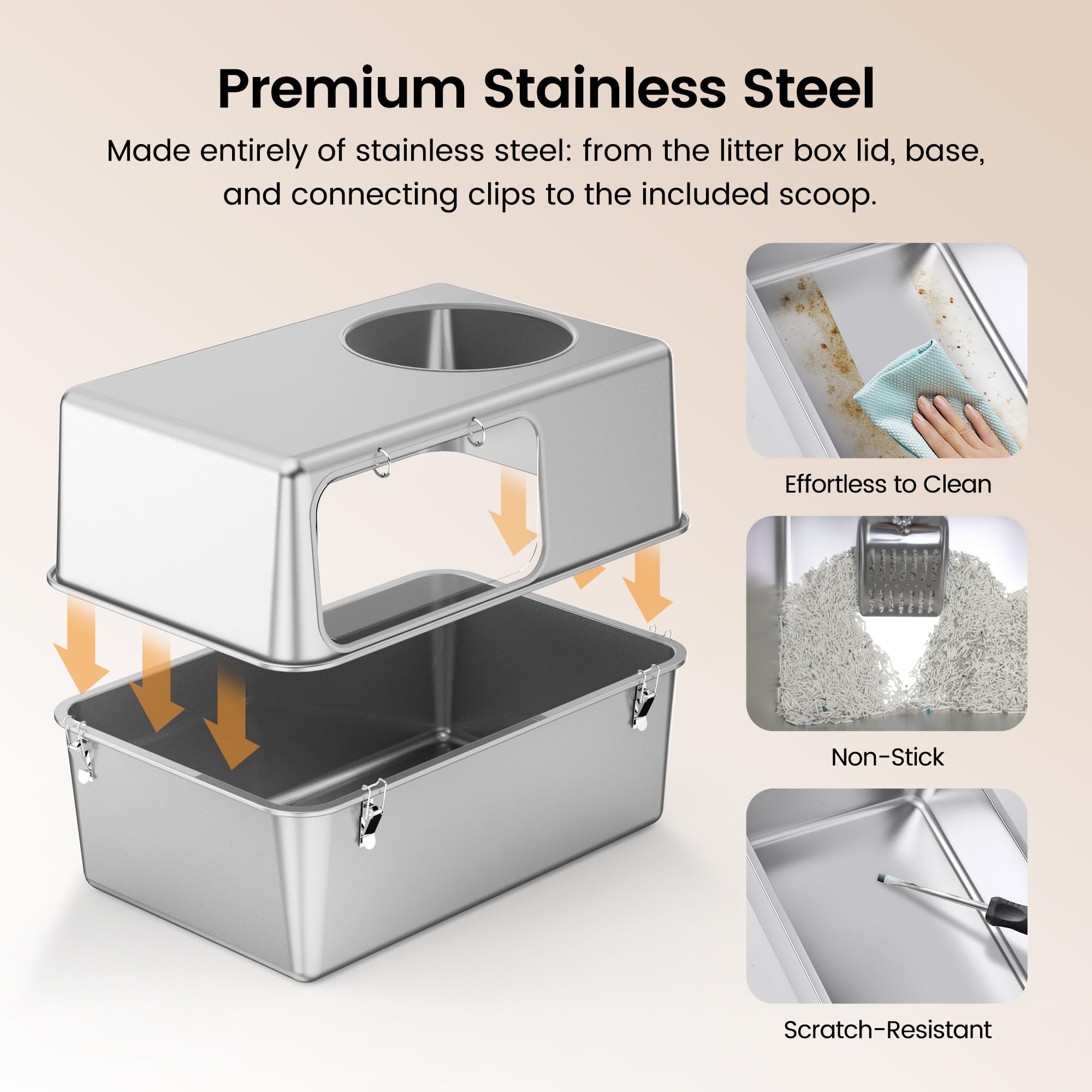 Aothey dog-proof litter box shield shows private space for cats.