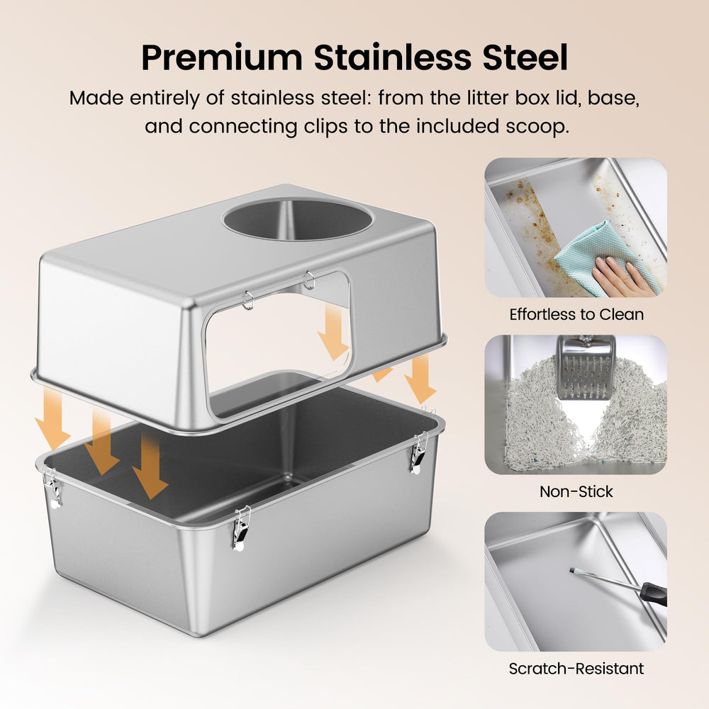 Aothey dog-proof litter box shield shows private space for cats.