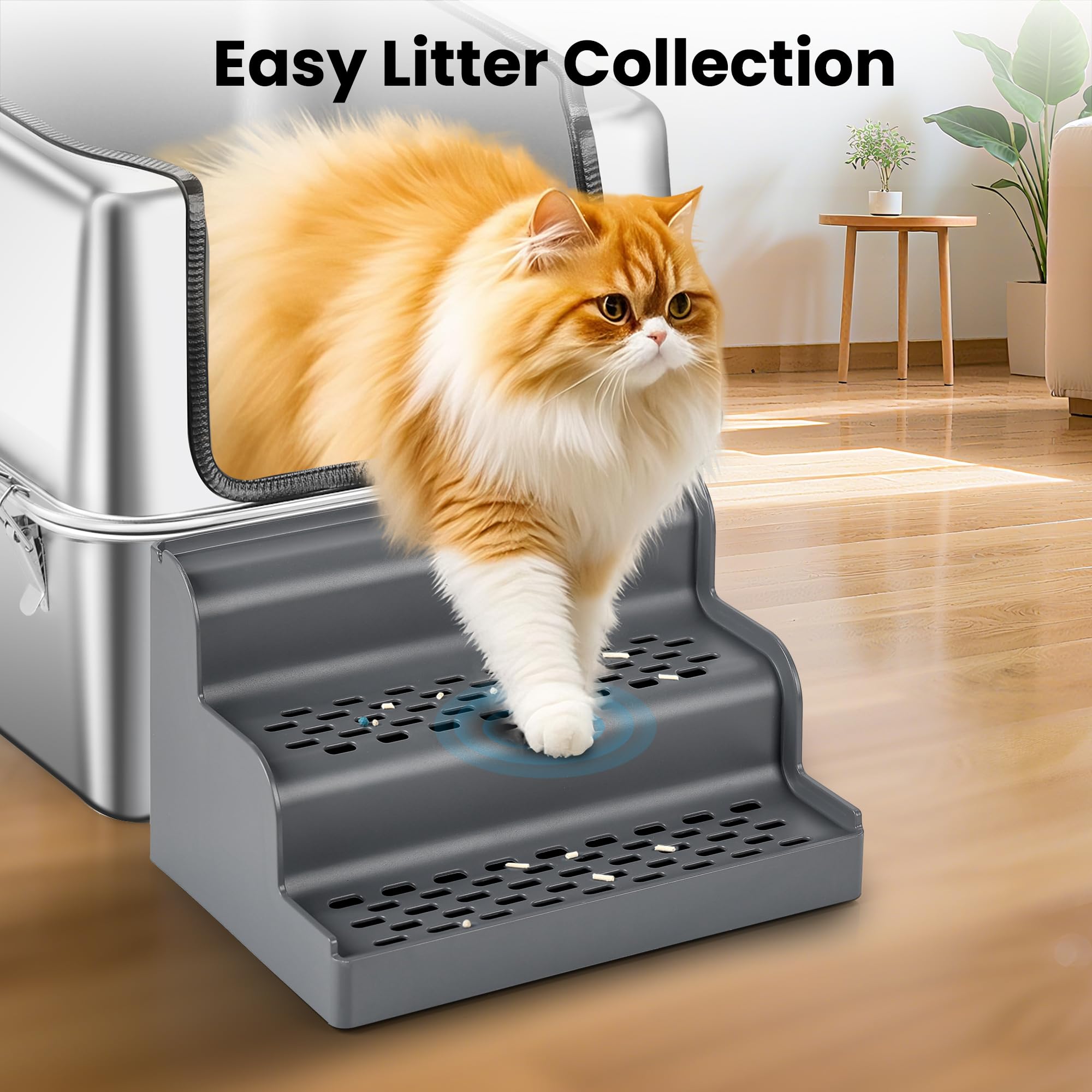 Aothey Litter Box Step fits most standard boxes, not for larger automatic ones.