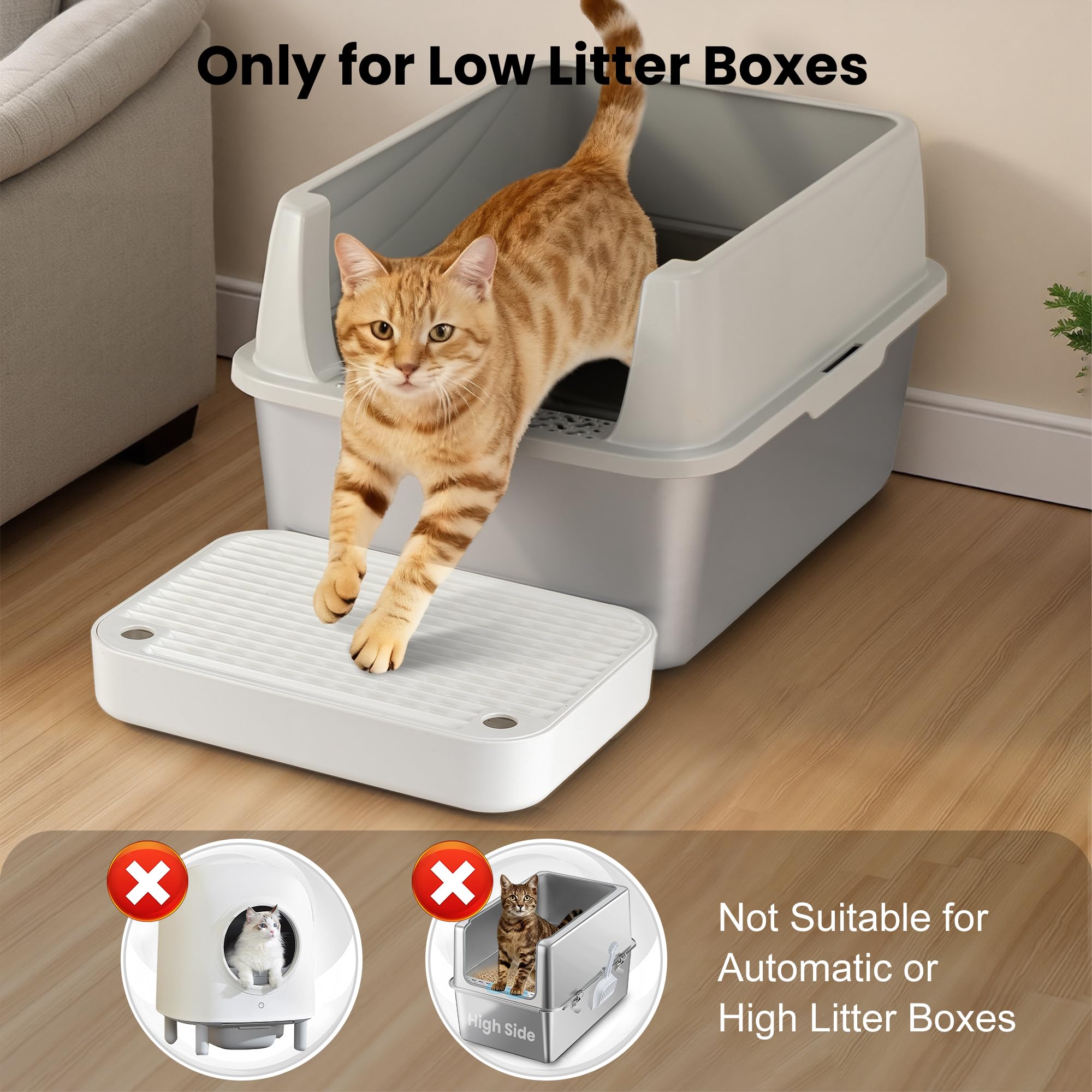Aothey Litter Box Step easy-clean surface minimizes litter sticking.