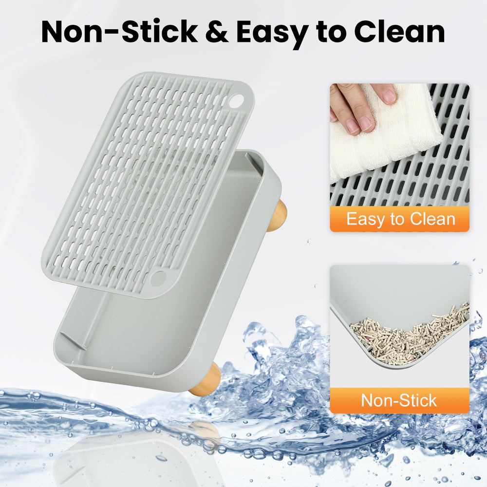 Aothey Litter Box Step easy-clean surface prevents litter sticking.
