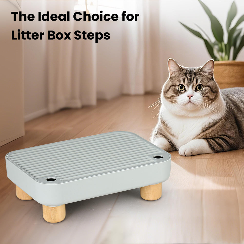 Aothey Litter Box Step grey color complements any home while reducing mess.