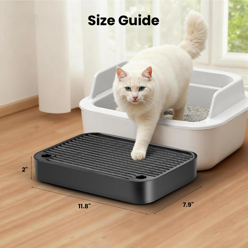 Aothey Litter Box Step mesh-tray image highlights litter catcher reducing floor mess