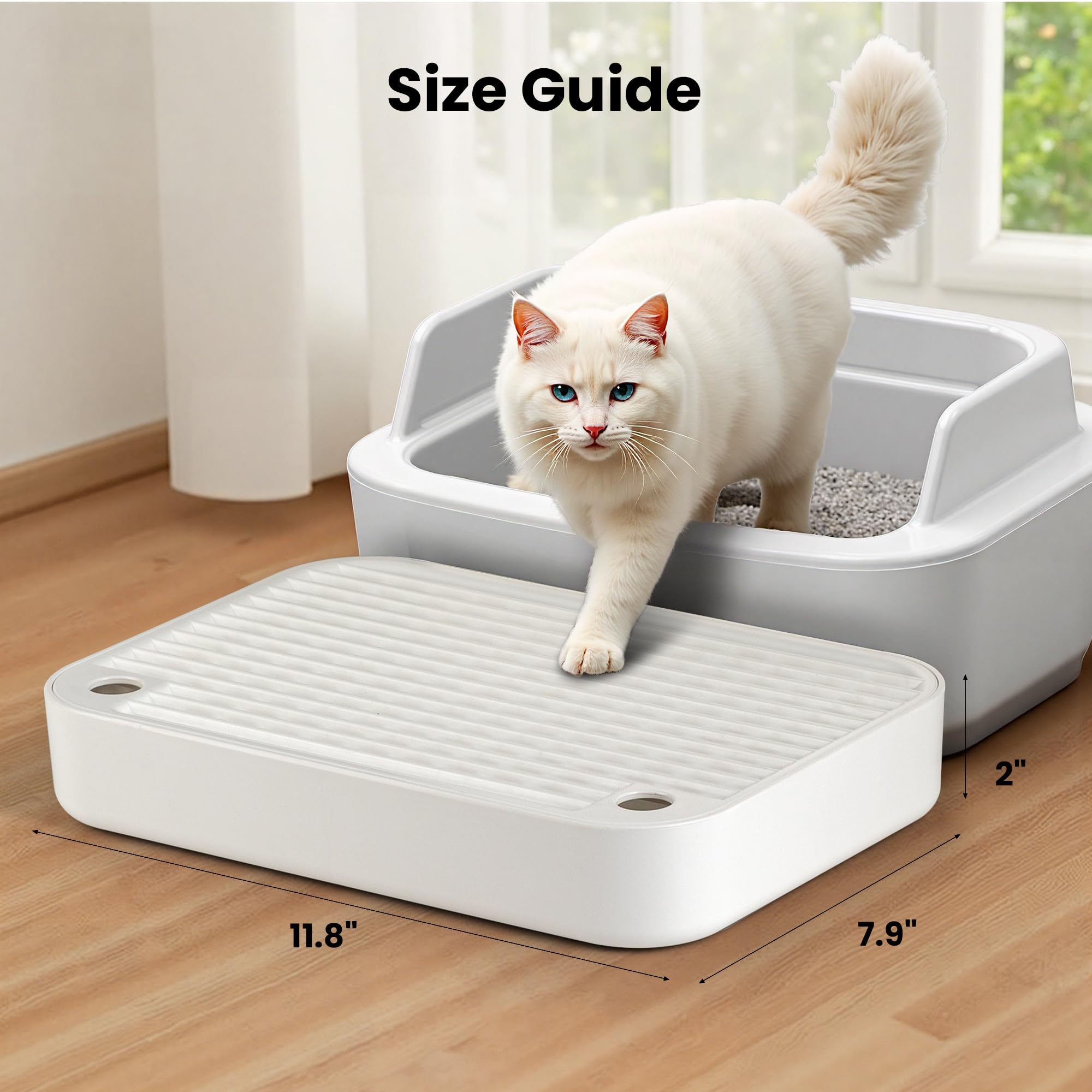 Aothey Litter Box Step non-slip surface supports small and senior cats safely.