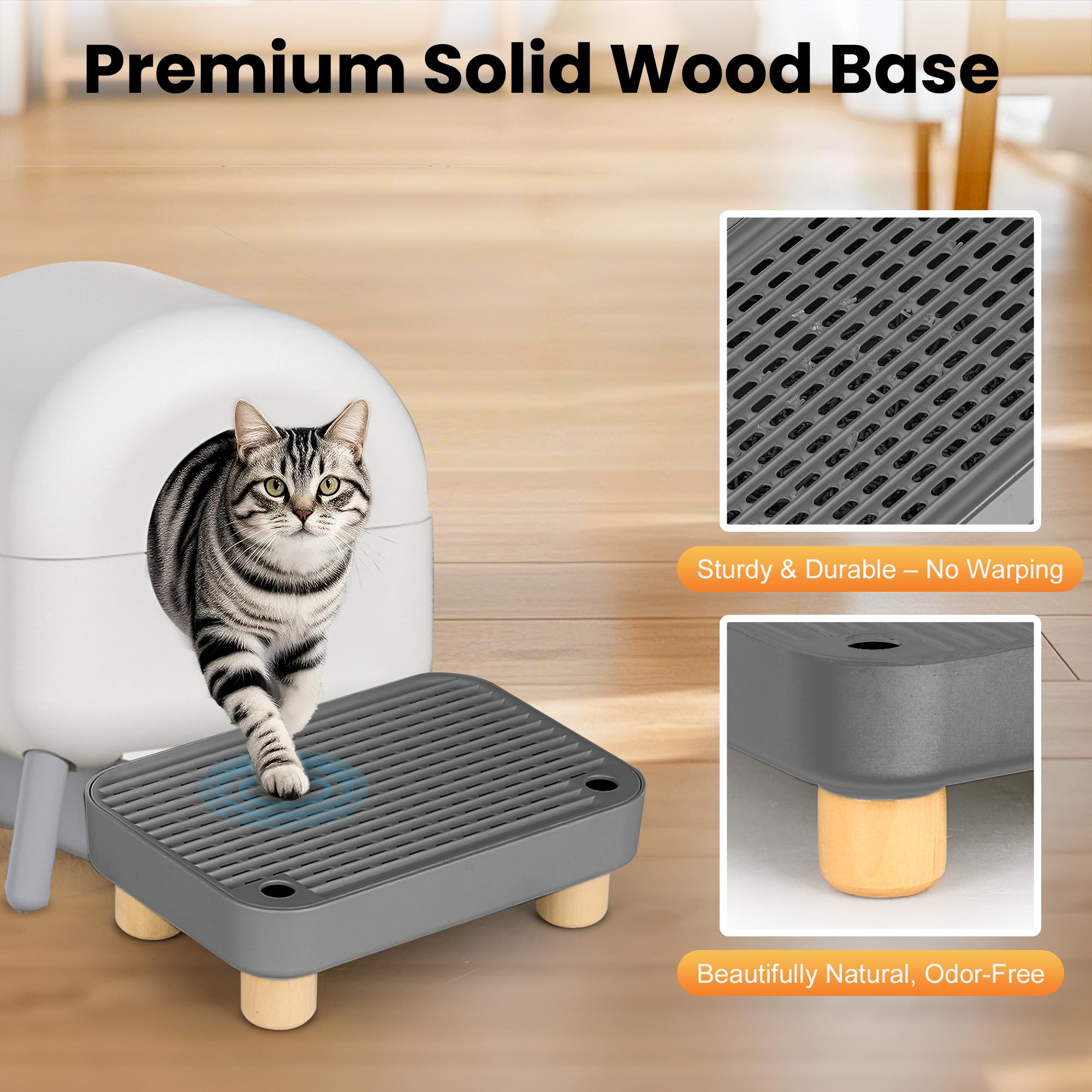 Aothey Litter Box Step Ramp anti-tracking design helps keep floors clean.