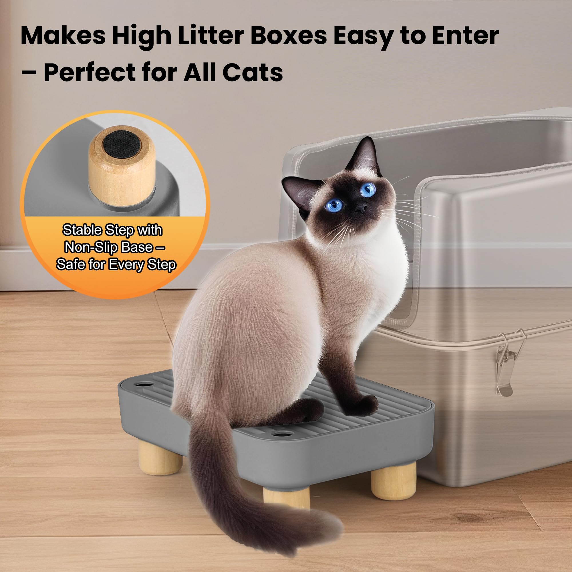 Aothey Litter Box Step Ramp easy-clean surface simplifies maintenance.