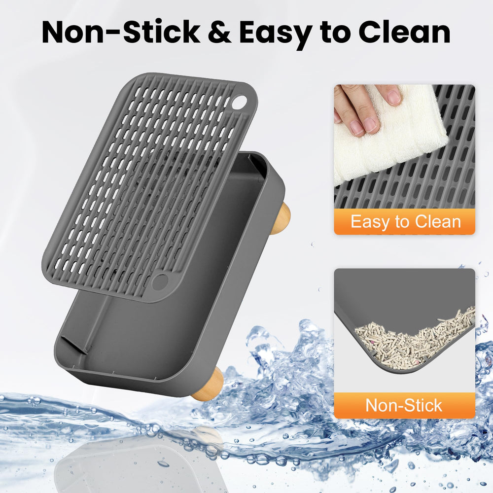 Aothey Litter Box Step Ramp mesh tray catcher reduces litter tracking.
