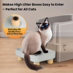 Aothey Litter Box Step supports elderly cats with easy-to-climb ramp.