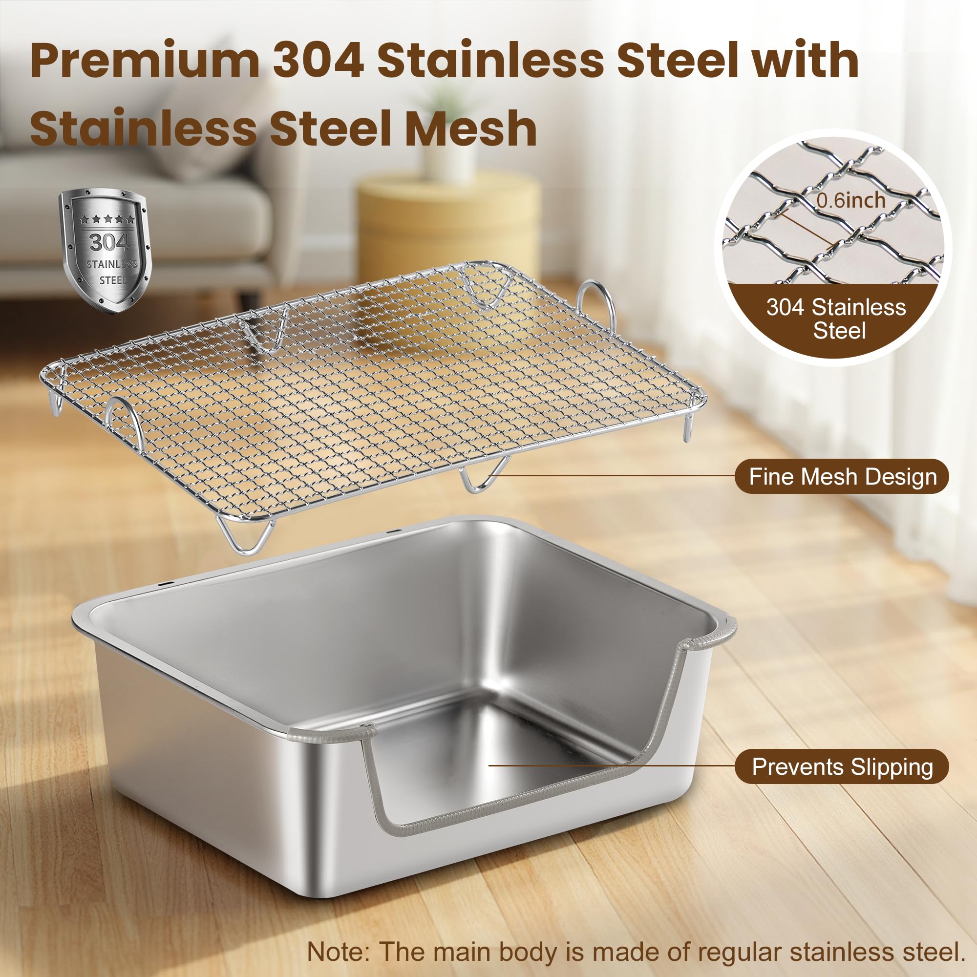 Aothey Rabbit Litter Box finer mesh design protecting paws and containing litter