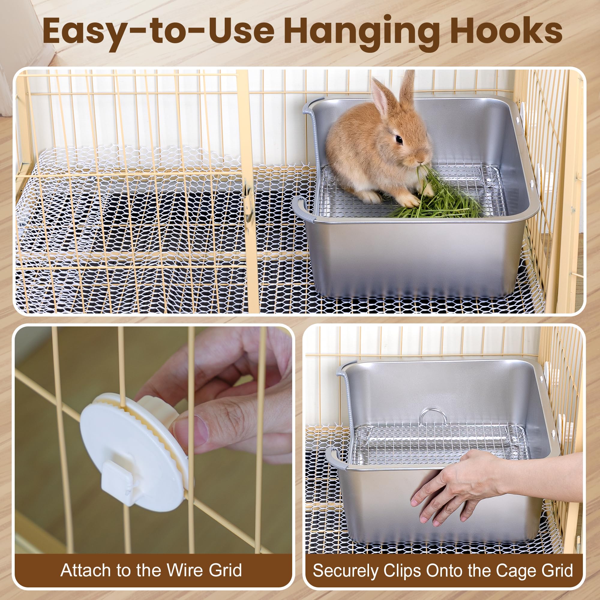 Aothey Rabbit Litter Box highlights odor control and quick cleaning in stainless steel
