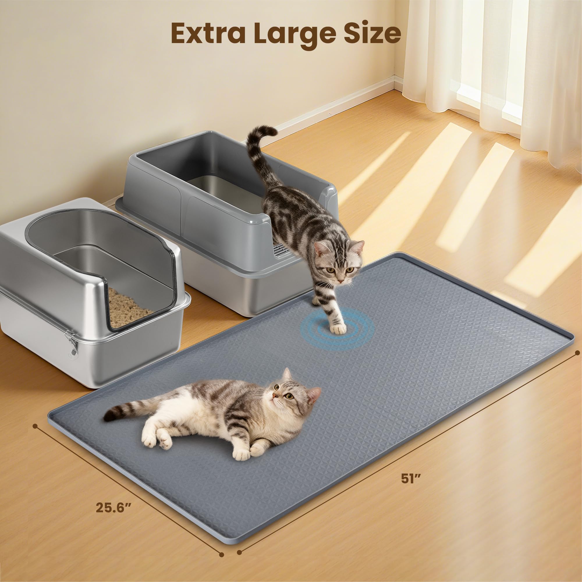Aothey raised-edge cat litter mat showing elevated border containment.