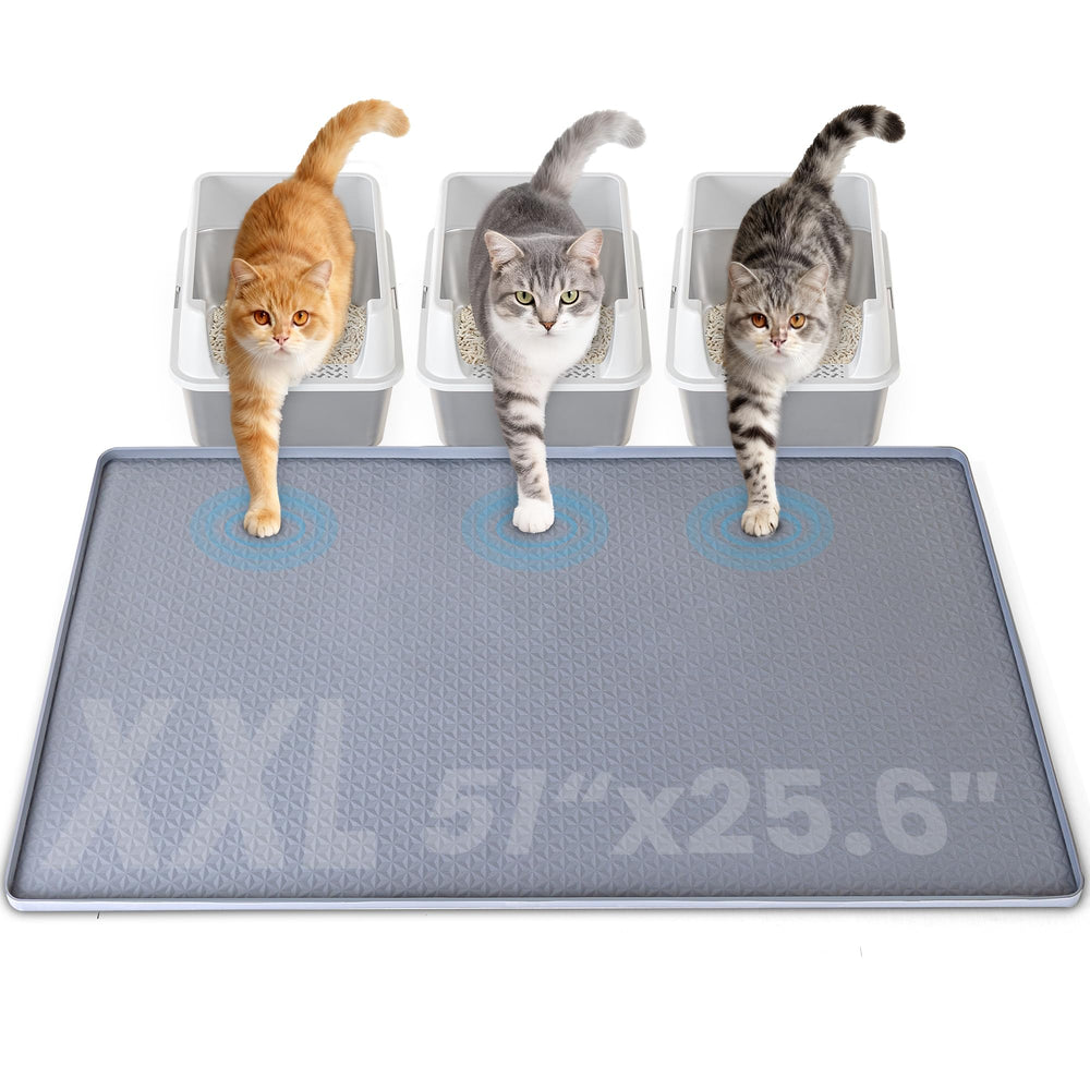 Aothey silicone cat litter mat XXL captures litter and protects floors.
