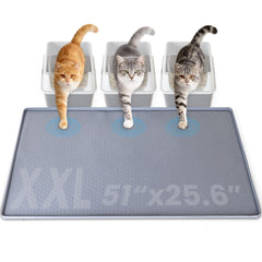 Aothey silicone cat litter mat XXL captures litter and protects floors.