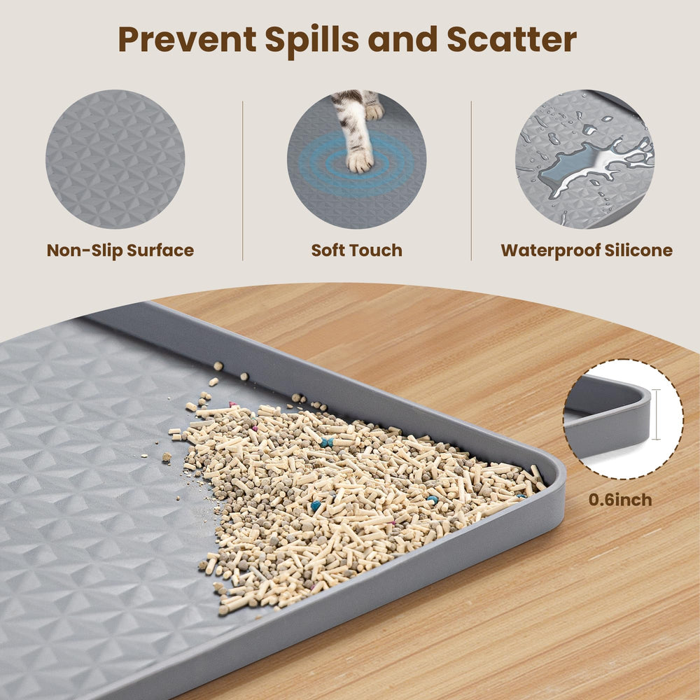 Aothey soft-on-paws textured surface feels gentle while trapping litter.