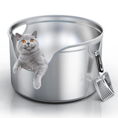Aothey stainless steel litter box round top view shows durable construction for long-lasting use