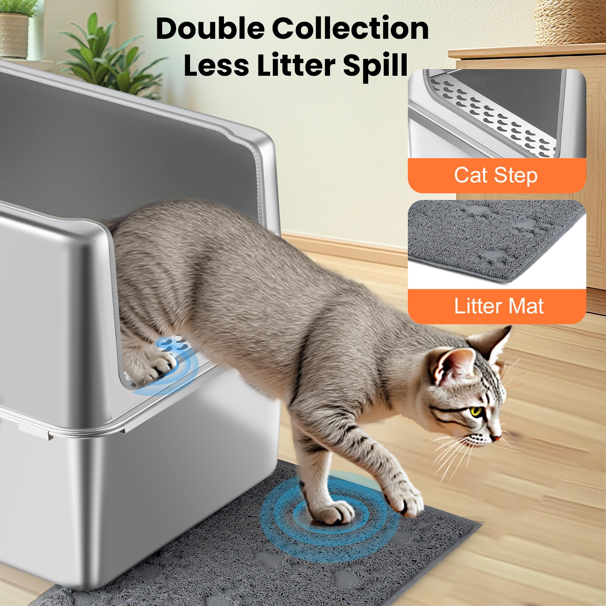 Aothey litter box with rounded edges for gentler paws