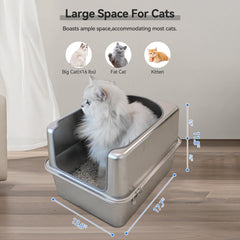 Aothey stainless steel litter box rounded-edges provide safe, cat-friendly corners during use.