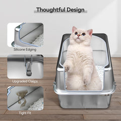 Aothey stainless steel litter box scoop included for quick, hygienic cleaning after visits.