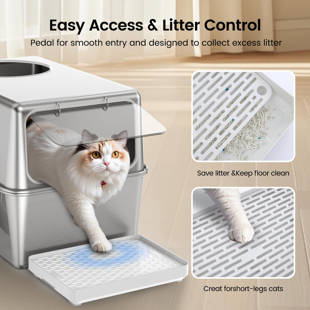 Aothey splash-guard design keeps litter inside, reducing mess around the litter area.