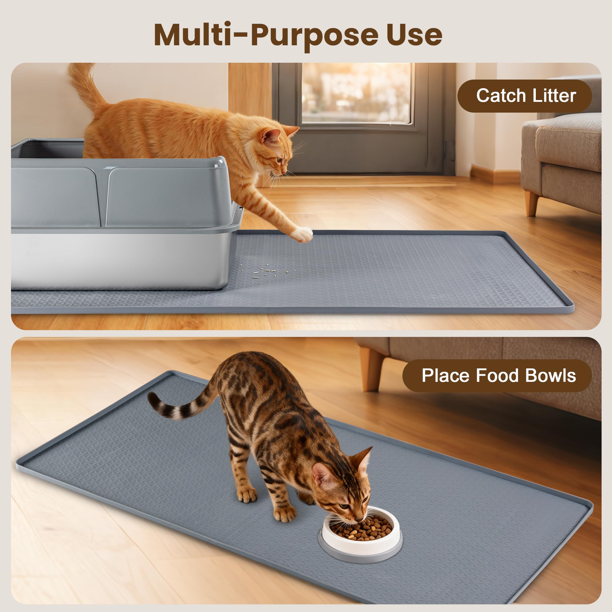 Aothey waterproof floor mat for pets blocks leaks and simplifies cleaning.