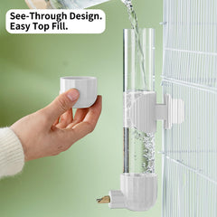 AOTU water dispenser installed inside or outside the cage for flexible setup.