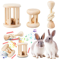 AOWPFVV wooden bunny toy branch, safe chew for small pets