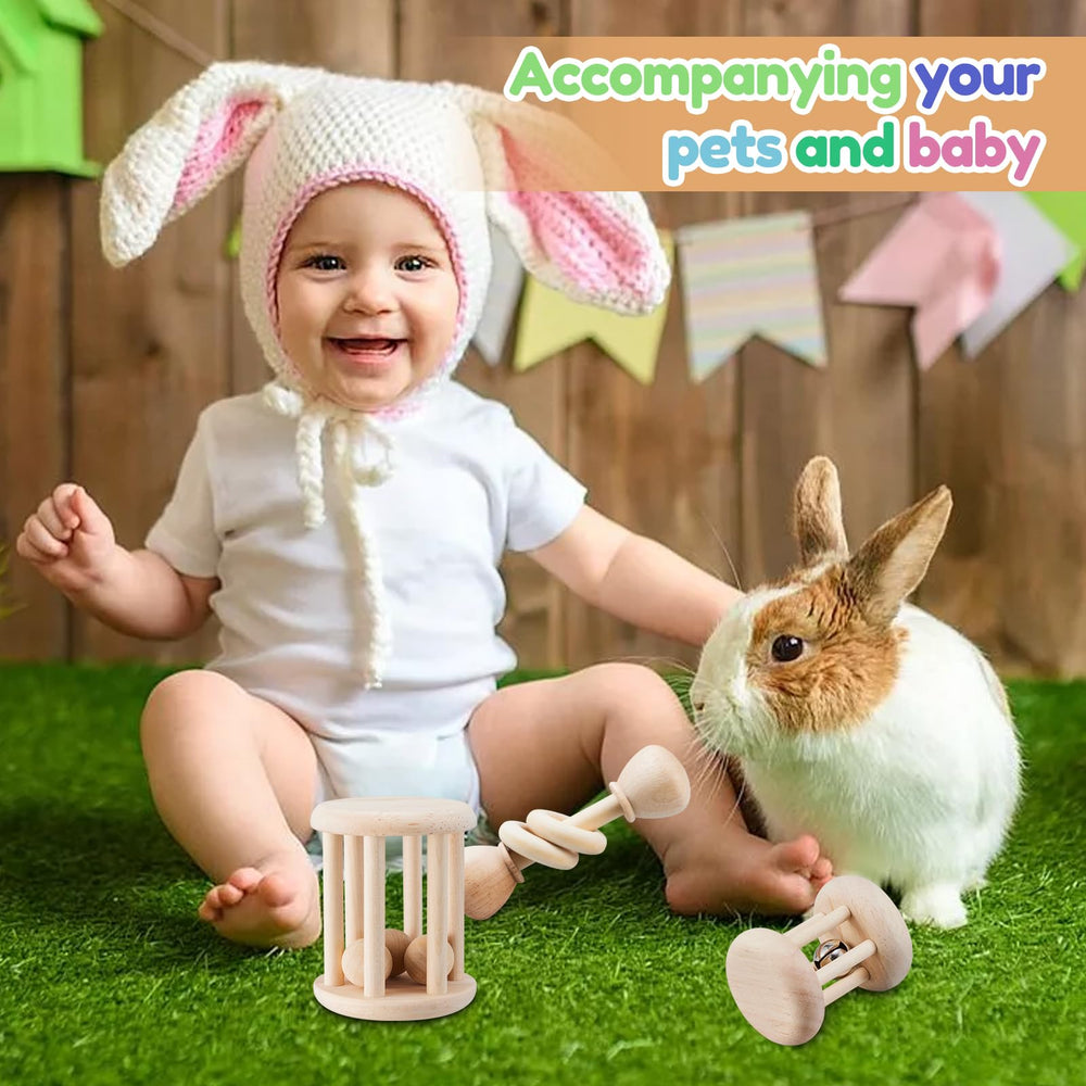 AOWPFVV wooden bunny toy for indoor and outdoor use.
