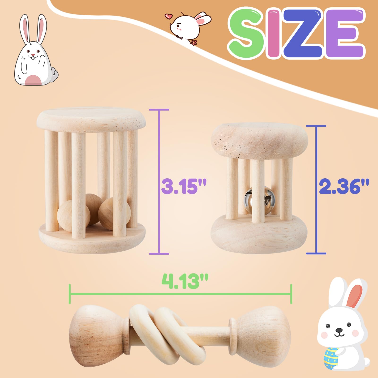 AOWPFVV wooden bunny toy smooth edges ensure safe handling and long-lasting enjoyment.