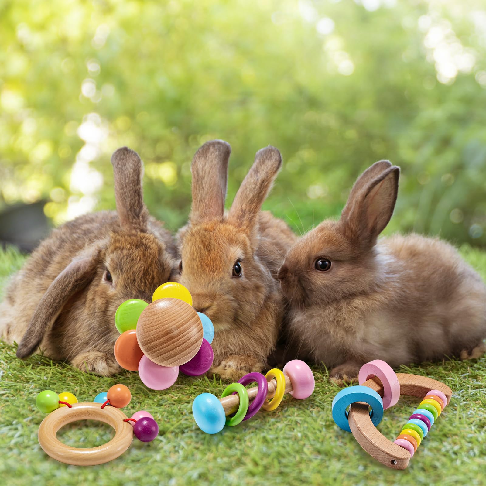AOWPFVV Wooden Bunny Toys promote interactive play and stronger bonds with pets.