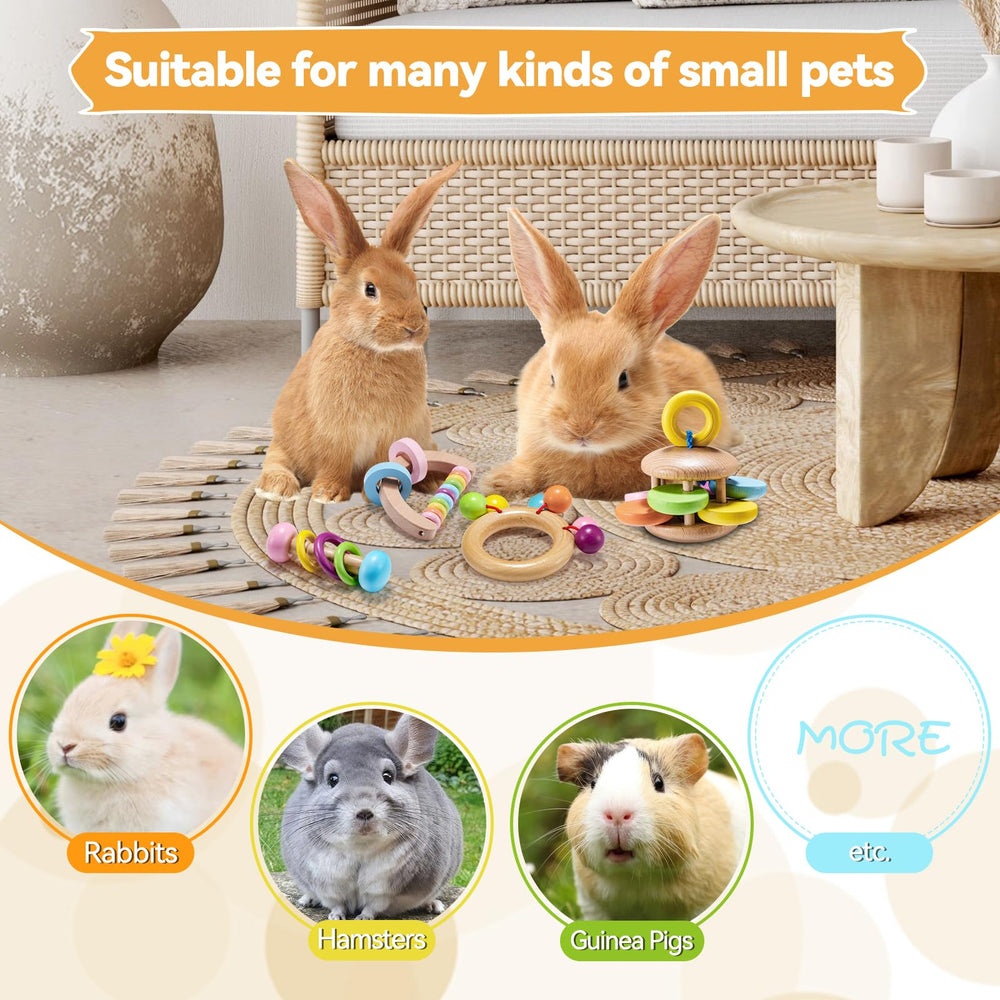 AOWPFVV 4 Pcs Wooden Bunny Toys suit rabbits, guinea pigs, hamsters and chinchillas.