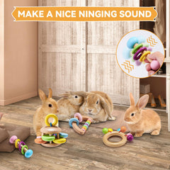 AOWPFVV Wooden Bunny Toys designed for teeth grinding support for chewing Enjoyment.