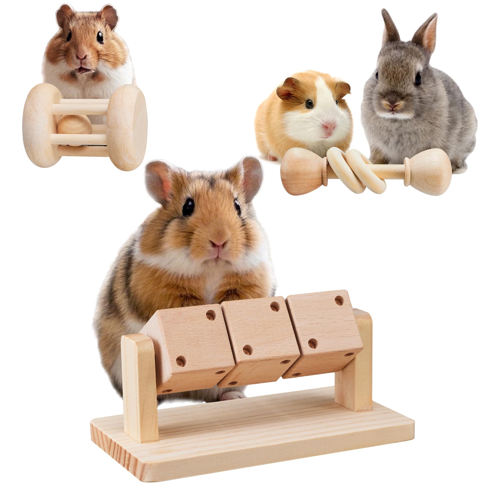 AOWPFVV wooden hamster enrichment set, three-pcs designed to boost activity.