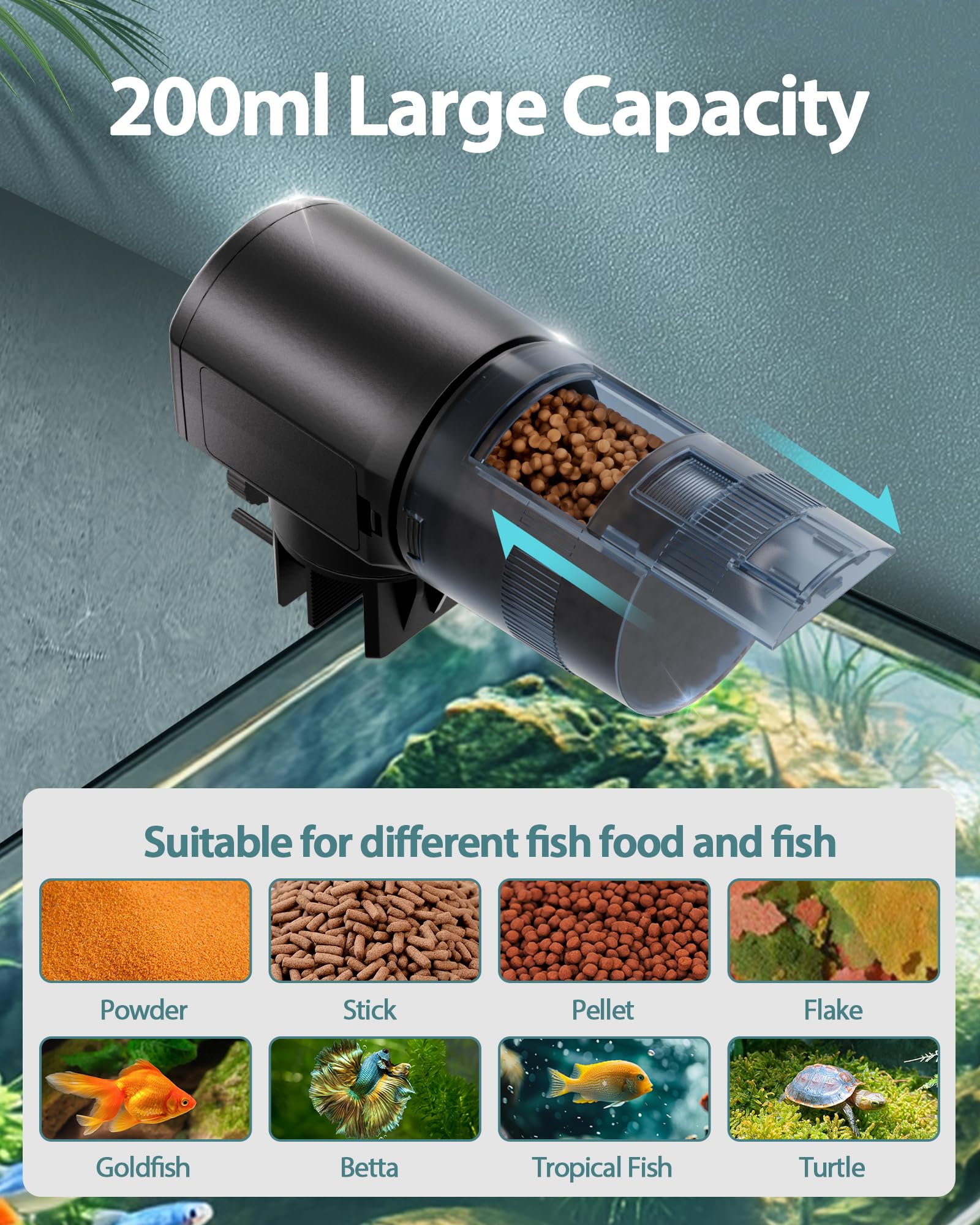 Aoyar adjustable feeding volume slider helps prevent overfeeding while away.