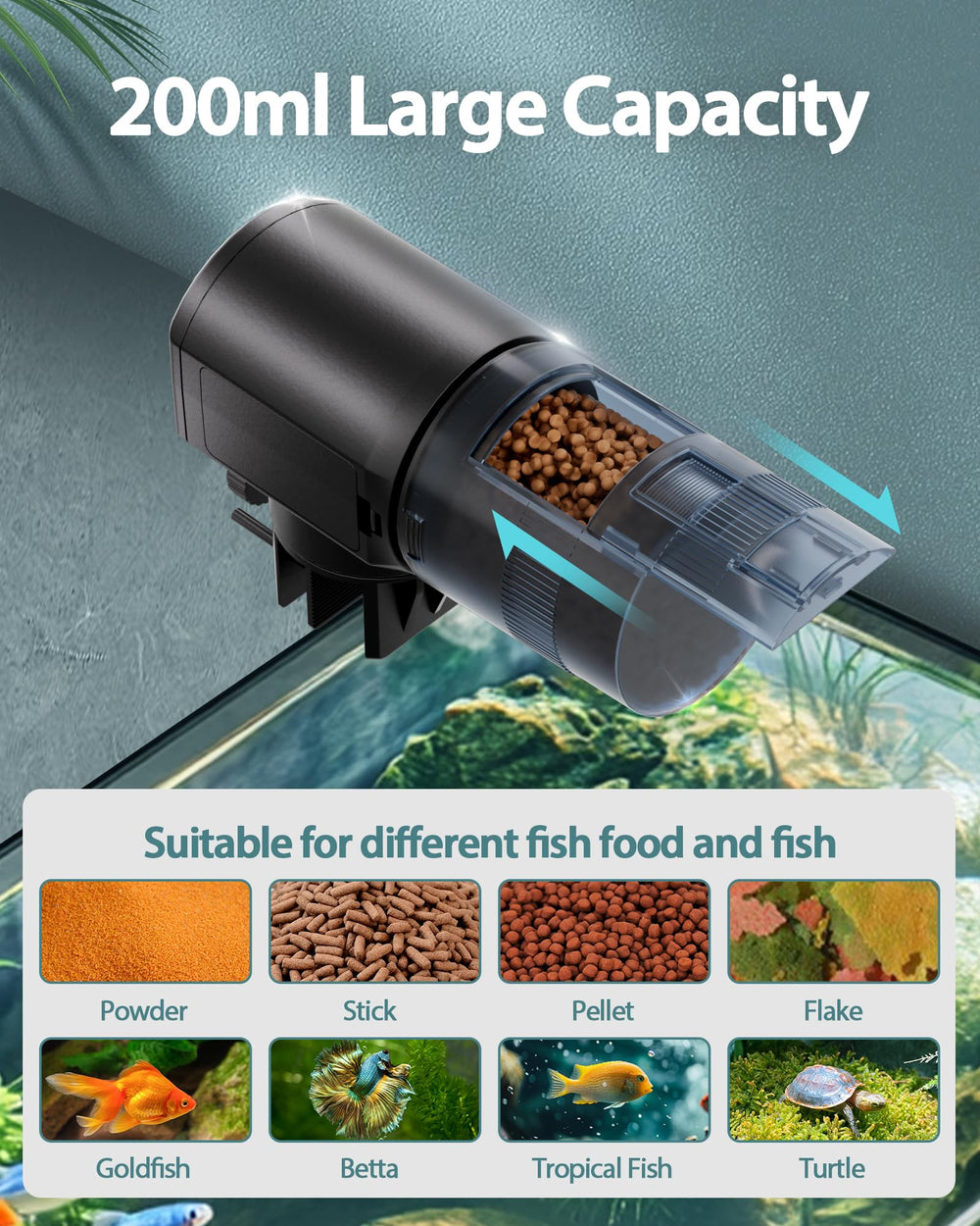 Aoyar adjustable feeding volume slider helps prevent overfeeding while away.