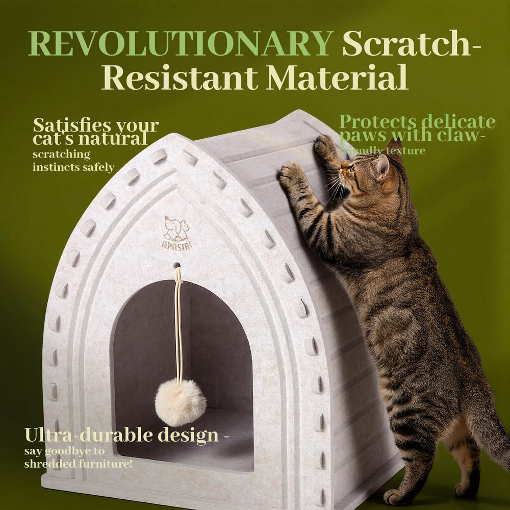 Apasiri cat house 3D assembly enables quick setup and storage.