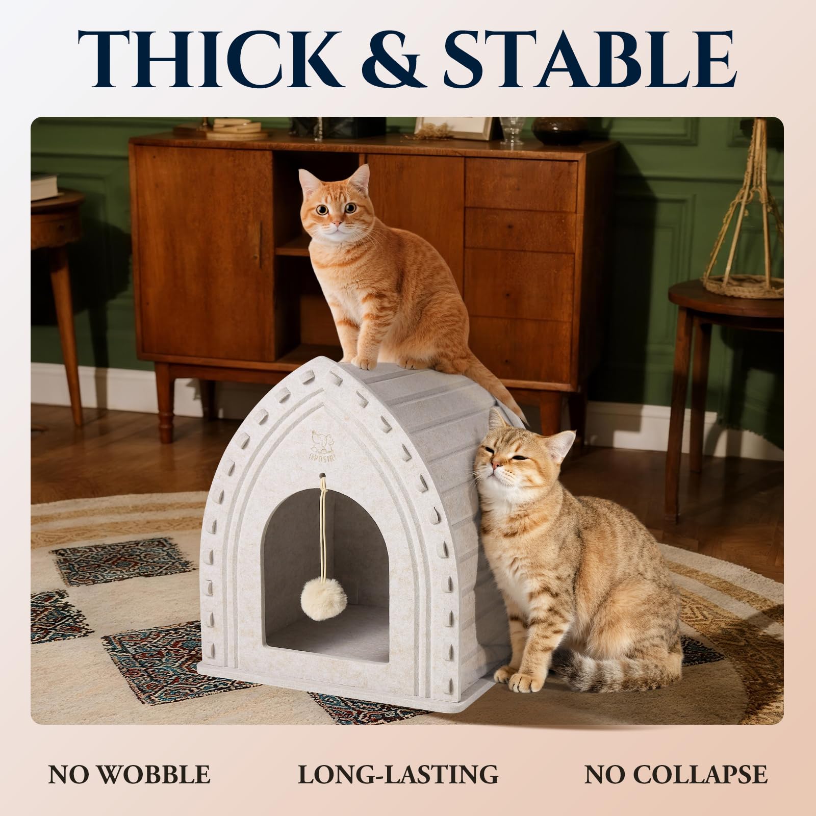 Apasiri Cat House cord pass-through supports heating pad setup without tangles.
